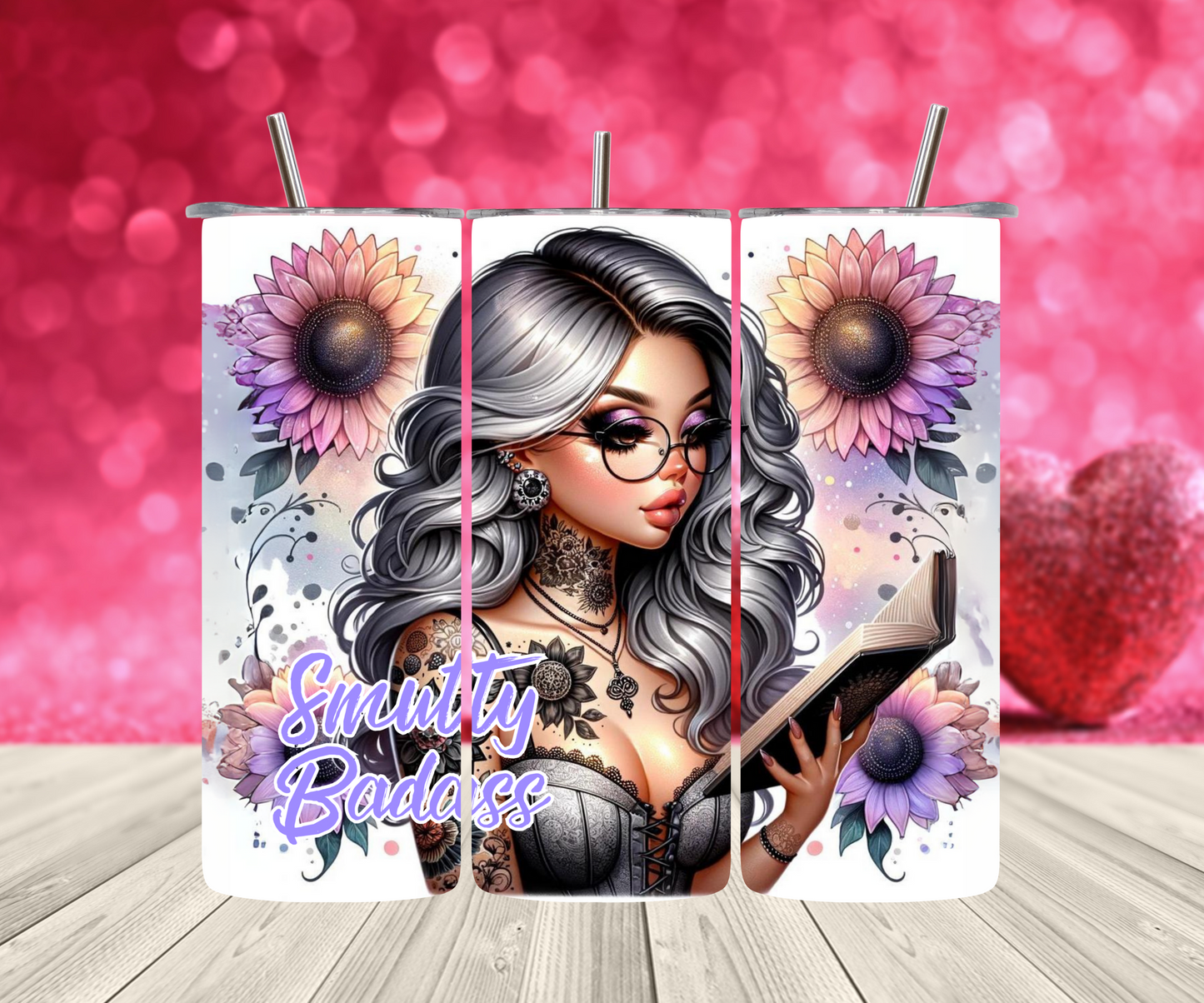 Smutty Badass Tumbler - 20oz Skinny Tumbler with Straw for Book Lovers, Dark Romance Readers, Novelty Gift, Coffee Tumbler, Travel Cup