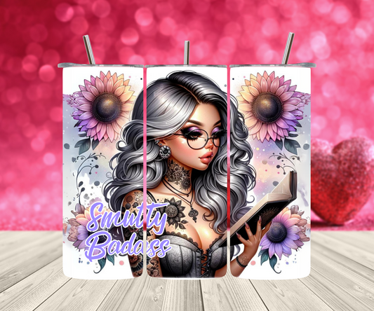 Smutty Badass Tumbler - 20oz Skinny Tumbler with Straw for Book Lovers, Dark Romance Readers, Novelty Gift, Coffee Tumbler, Travel Cup