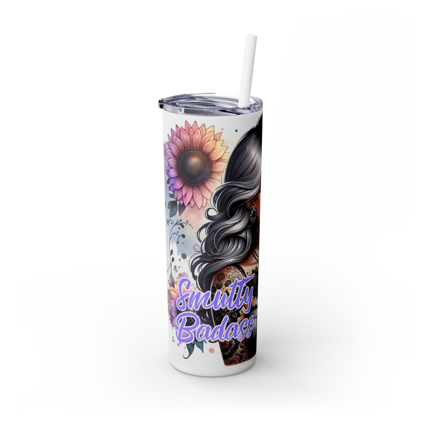 Smutty Badass Tumbler - 20oz Skinny Tumbler with Straw for Book Lovers, Dark Romance Readers, Novelty Gift, Coffee Tumbler, Travel Cup